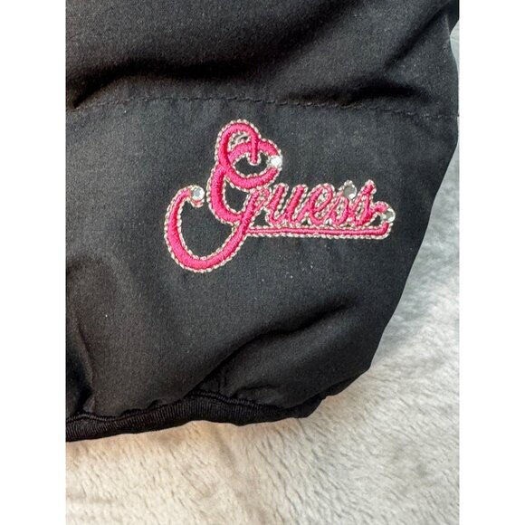 Guess Womens Medium coat Black Hooded Puffer Pink Lining Down/Feather Blend - Picture 3 of 16